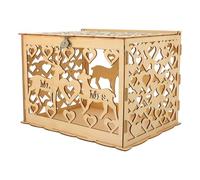 JECOMPRIS Scatola per Biglietti di Auguri di Matrimonio in Legno Design Traforato Grande Scatola per Buste da Matrimonio Custodia per Biglietti e Saluti degli Ospiti per Ricevimenti e