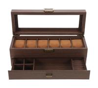 JECOMPRIS Scatola Porta Orologi e Portagioie in Legno Elegante 6 Scomparti, Doppio Strato, Cuscini in Flanella per Protezione da Polvere, per Viaggi e Vacanze