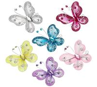 JECOMPRIS Set 36 Farfalle Artigianali in Organza Strass Scintillanti, Decorazioni Murali e Centrotavola per Feste, Matrimoni e Casa, Leggere e Resistenti, Multicolore