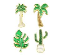 JECOMPRIS Set 4 Spille a Forma di Cactus, Palma e Monstera in Lega Colorata, Spilla da Balia Decorativa per Donna, Accessorio Moda per Abbigliamento Quotidiano e Feste