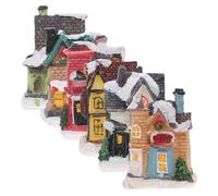 JECOMPRIS Set 6 Pezzi Decorazioni Natalizie Luminose Casa in Resina Colorata Mini Case Luminose da Tavolo per Atmosfera Festiva Interni Artigianato Natalizio Creativo per Regali e