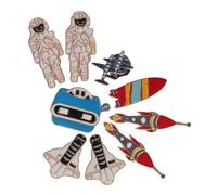 JECOMPRIS Set 9 Pezzi Spille Fai da Te Bussola, Aereo e Segnaletica Stradale in Lega, Design Casual Chic per Abbigliamento Stile Casual