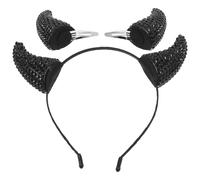 JECOMPRIS Set Cerchietto e Fermagli per Chioma Corna da Diavolo Nere e Strass Copricapo per Costumi da Demone Accessori per Feste in Maschera e Cosplay Halloween Fascia Leggera e Comoda