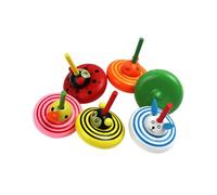 JECOMPRIS Set da 6 Trottole in Legno Colorate Design Animali, Piccolo Giroscopio Divertente, Giocattolo Montessori per Sviluppo Cognitivo e Coordinazione Occhio-mano Stile Stile Casuale