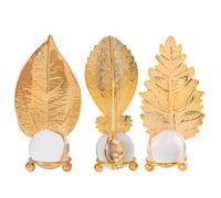 JECOMPRIS Sfera Decorativa a Foglia in Ferro e Cristallo, Oro, per Casa | Atmosfera Calda, Decorazione Contemporanea ed Elegante, per Matrimonio e Natale, Oggetto da Tavolo