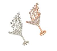 JECOMPRIS Spille per Bomboniere 2 Pezzi a Forma di Bicchiere Cocktail Dettagli Smaltati, Accessori per Feste di Compleanno e Regali per Invitati Eleganti Colore Casuale