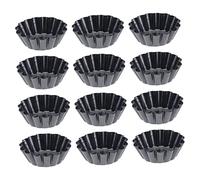 JECOMPRIS Stampi per Crostate a Fiore in Acciaio al Carbonio Antiaderenti Set da 12 Pezzi per Muffin e Mini Crostate per Feste e Decorazioni Dolci