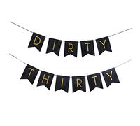 JECOMPRIS Striscione Decorativo Compleanno Dirty Thirty Oro con Design Banner Compleanno per Feste Facile da Appendere Qualsiasi Luogo