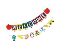 JECOMPRIS Striscione Scolastico di Benvenuto Stampato, 2 Tende per Porta per Feste di Ritorno a Scuola, Decorazione per Aula e Negozi Colori Brillanti e Alta Resistenza del Colore