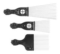 JECOMPRIS Strumento da Parrucchiere 3 Pezzi in Metallo per Chioma Afro da Uomo, Pettine Portatile per Acconciature Professionali e Uso Domestico, Pinzette Metalliche Resistenti per Styling