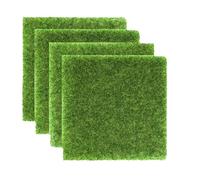 JECOMPRIS Tappeto di Prato Finto 4 Pezzi in Plastica Verde Pratico e Decorativo per Mini Paesaggi e Decorazioni a Tema Fai da Te