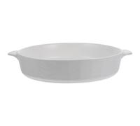 JECOMPRIS Teglia Ceramica Bianca Rotonda Doppio Manico per Pasta e Carne | Superficie Liscia, Cottura Uniforme, Antiaderente, Uso Quotidiano e Servizio in Tavola, Stile Nordico Elegante