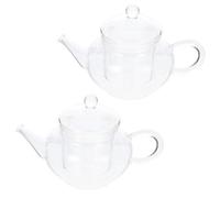 JECOMPRIS Teiera in Vetro Borosilicato Spesso 250ml con Infusore, Bollitore per Tè Sfuso Resistente al Calore con Manico Antiscottatura, per Casa e Ufficio, Set da 2 Pezzi