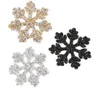 JECOMPRIS Toppe Adesive Termoadesive per Abbigliamento Motivi a Fiocco di Neve, Set da 3 Pezzi Strass Nero, Oro e Argento, Accessori per Personalizzare Jeans, Cappelli e Gonne
