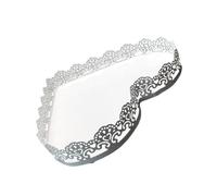 JECOMPRIS Vassoio Porta-torta a Forma di Cuore in Ferro Bianco Bordo in Pizzo, Espositore per Frutta e Snack Decorativo per Feste, Matrimoni e Compleanni, Design Traforato Facile da Pulire