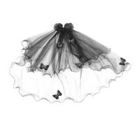 JECOMPRIS Velo da Sposa Nero Gotico lungo per Donna Copricapo da Vampiro Elegante Farfalla Fascia per Velo di Halloween per Feste in Maschera e Cosplay