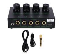 Jectse Amplificatore per Cuffie a 4 con Controllo del Volume Individuale Alimentato Tramite USB per più Cuffie Monitor da Studio