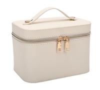 Jectse Borsa per Trucco a LED con Specchio Oscurante Continuo Regolabile in 3 Colori per Applicazioni di Trucco Precise Viaggio, Custodia Cosmetica Rigida in Pelle PU (WHITE)