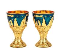 Jectse Calici da Vino in Metallo Set da 2, Bicchieri Vintage (BLUE) | Bicchiere regalo souvenir di Dubai, tazza da liquore retrò in stile europeo, piccolo calice decorativo per la casa,