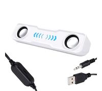 Jectse Casse USB per Computer Desktop, Altoparlanti (WHITE) | Controllo Volume Cablato, Doppi Driver Stereo, Altoparlanti Esterni per Laptop, Monitor, PC, Casa, Ufficio, Gaming