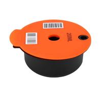 Jectse Cialda caffè Riutilizzabile, Capsula Filtro caffè Ricaricabile Premium PP 304 in Acciaio Inossidabile con 4 Cucchiai Arancioni con Coperchio, per Macchine da caffè