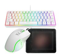 Jectse Combinazione Tastiera e Mouse da Gioco RGB, Design Ergonomico con Retroilluminazione Personalizzabile, Interruttori Meccanici, Sensore Ottico Ad Alta Precisione, per Giochi e (Insieme bianco)