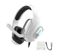 Jectse Cuffie da Gioco Cablate con Microfono (WHITE) | Microfono con Cancellazione del Rumore, Cuffie da Gioco Over-ear, Driver da 40 Mm, Jack da 3,5 Mm, Adattatore USB, Luce RGB