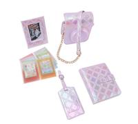 Jectse Custodia Protettiva per Fotocamera Istantanea, Custodia Protettiva Borsa in Pelle PU con Filo da Ricamo Scozzese Quadrato, con Album Fotografico Cornice per Foto Adesivi per (PURPLE)