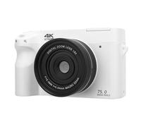 Jectse Fotocamera Digitale 4K, Punto Schermo LCD da 75 MP da 3 Pollici e Sparare Amara con Flash, 18x Zoom Digitale Compatto Vlog da Viaggio Camara per Fotografia (WHITE)