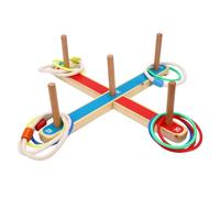 Jectse Gioco di Lancio dell'anello per Bambini, Anelli e Bastoncini di Legno Rustici, Giocattolo Didattico da Lancio per Feste di Famiglia in Campeggio su Prato all'aperto Al Coperto