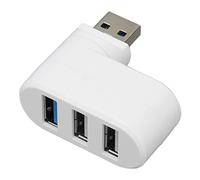 Jectse Hub USB 3.0 Ruotabile a 90 Gradi, Trasferimento Dati SuperSpeed 5 Gbps Plug and Play a 3 Porte con Supporto Hot Swap, per PC Desktop Portatile (WHITE)