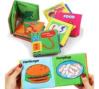 Jectse Libro in Stoffa per Bambini con Motivi Vivaci, Giocattoli Educativi Lavabili, 6 Pezzi, Libro da Bagno per Bambini per Lo Sviluppo del Linguaggio, Piccoli, 4,13" X 4,13"