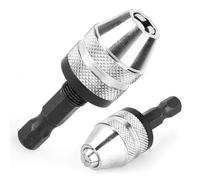 Jectse Mandrino per Trapano Senza Chiave, Adattatore con Codolo Esagonale da 1/4 di Pollice per Avvitatore a Percussione, con Corpo in Lega di Alluminio e Asta in Acciaio Rimovibile,