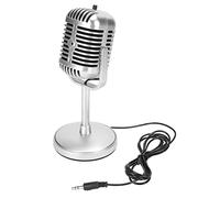 Jectse Microfono Classico Stile Retrò, Microfono una Vocale Condensatore Vecchio Stile Cablate Vintage, Angolo Regolabile Suono Chiaro per Studio Teatrale Karaoke, Plug and Play