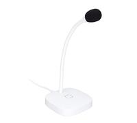Jectse Microfono da Tavolo USB, Microfono a Doppio Condensatore, con Placcata USB con Spina in Oro, LED Indicativo, a Collo d'oca da Talolo, (WHITE)