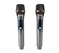 Jectse Microfono Wireless, 1 per 2 Microfonica Dinamico Cordless Uhf A Doppio Palmare con Trasmettitore Ricaricabile, Microfono Cordless A BATTARIA DA DA 800 MAh per Karaoke,