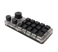 Jectse Mini Tastiera USB a 15 Tasti, 3 Manopole Tipo C Cablata 2.4G Wireless Tastiera Programmabile Fai da Te con 3 modalità di Connessione, per Ufficio, Giochi, Musica, Controllo