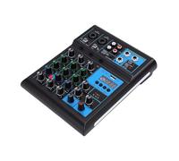 Jectse Mixer Audio DJ, Mixer Audio Professionale a 4 Canali con Doppi Microfoni Wireless UHF, DJ RGB Scheda Console di Missaggio con Bluetooth e USB per Karaoke Party
