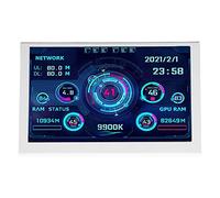 Jectse Monitor Temperatura Computer da 5 Pollici IPS USB Mini Schermo PC Sensore Pannello Display CPU GPU RAM Monitor Dati per, Rotazione a 360°, Regolazione luminosità, Bianco