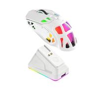 Jectse Mouse da Gioco Wireless X9 Pro, Mouse Leggero Ricaricabile RGB con Dock di Ricarica Magnetico, Sensore, 7 Pulsanti Programmabili, per PC Laptop Tablet Gaming Work (WHITE)