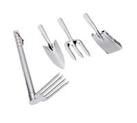 Jectse Set Attrezzi Da Giardino, Set Pala A Mano In Acciaio Inossidabile Da 4 Pezzi, Rastrello A 4 Denti E Coltivatore Per Diserbare Piantare Scavare Il Terreno, Attrezzi Da Giardinaggio Per Uomini