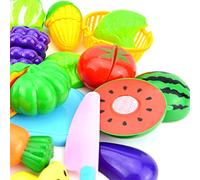 Jectse Set di Giocattoli per Bambini Educativi in plastica da Cucina con Frutta Tagliata, 23 Pezzi Sicuri, Giocattolo da Cucina di Simulazione per Bambini Dai 3 Anni in su (COLORFUL)