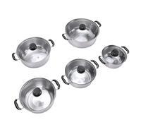 Jectse Set di Pentole 5 Pezzi, Pentole in Acciaio Inossidabile, Pentola per il Latte, Set da con Coperchi in Vetro per Piano Cottura a Induzione