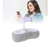 Jectse Supporto per Cuscino per Tablet, Dotato di Clip Elastica Rotante a 360° e Bracci Pieghevoli a 180°, Confortevole Sulla Pelle, con Ciotola Staccabile, (Ciotola doppia grigio chiaro (4-13