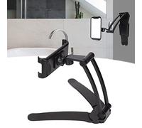 Jectse Supporto per Tablet, Supporto per Tablet Regolabile 2 in 1 in Lega di Alluminio, Supporto per Tablet da Tavolo Universale per Montaggio a Parete per Mobiletto del Bagno della Cucina