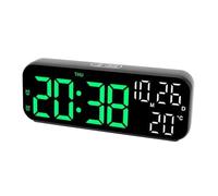 Jectse Sveglia Elettronica a LED, Orologio Digitale da Tavolo, Display di Data e Temperatura, luminosità Regolabile 3 Funzioni Snooze con Timer per il Conto Alla Rovescia per Ufficio (#1)