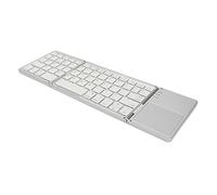 Jectse Tastiera Bluetooth Pieghevole, Tastiera Wireless Portatile a 63 Tasti con Touchpad, da Viaggio Ultra Sottile Ricaricabile di Dimensioni Standard per Android, per Wins, per (Argento Bianco)
