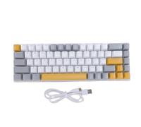 Jectse Tastiera da Gioco Cablata, 60 Percento 68 Tasti RGB Retroilluminazione Tastiera Meccanica con Interruttore Blu, Tastiera Compatta Ergonomica Completa Non Conflitto per (Giallo Grigio Bianco)
