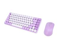 Jectse Tastiera e Mouse Wireless 2.4G Combinati 85 Tasti, Cordless, Compatto, Tema Colorato, Design Ergonomico con Copritasto Rotondo, Doppia modalità, per OS X, Supporto Dispositivi