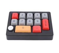Jectse Tastierino Numerico Meccanico, Tastierino Macro Programmabile a 12 Tasti Retroilluminato RGB Cablato USB con Controllo Tramite Manopola Joystick, per Giocare e Lavorare su (BLACK)